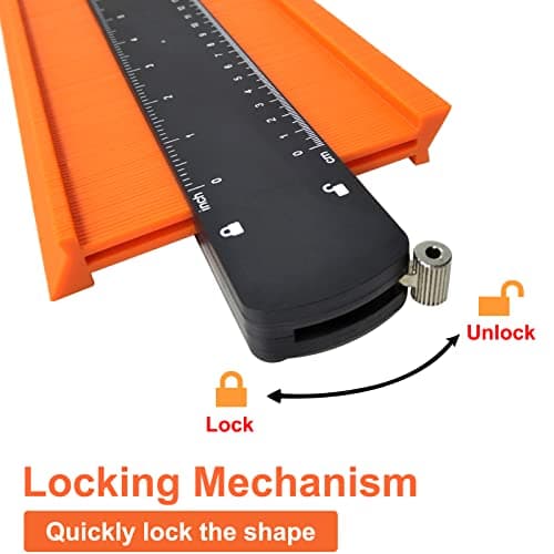 10 Inch Contour Gauge with Lock, Shape and Outline Tool, Duplicator Woodworking Tools for Flooring, Carpenter, Construction