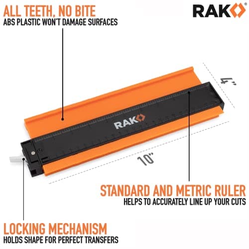 RAK Contour Gauge - 10 Inch Locking Edge Profile Tool for Flooring & Laying Tile