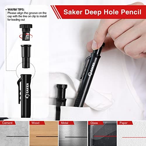 Saker Multi-Function Foldable Level & Deep Hole Pencil Set