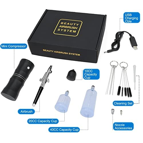Portable Airbrush Kit with Upgraded Cordless Air Brush Gun