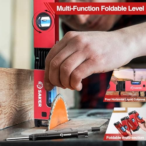 Saker Multi-Function Foldable Level & Deep Hole Pencil Set