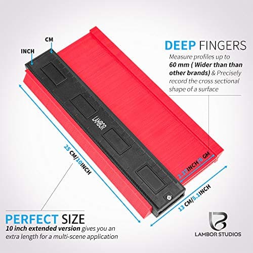 10 Inch Contour Gauge - Precise Irregular Shape Duplicator for Wood Cutting (Red)