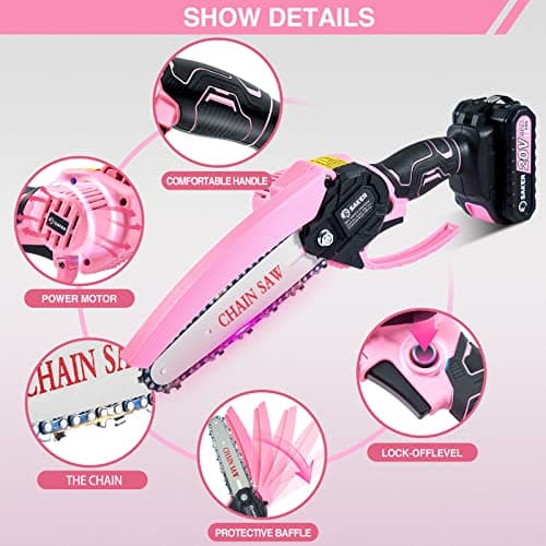 Saker Mini Electric Chainsaw Kit with Pink Color