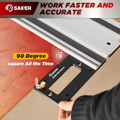 Saker Track Saw Square, 90° Right Angle Guide Rail Compatible, for Precise Squares