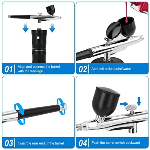 Portable Airbrush Kit with Upgraded Cordless Air Brush Gun