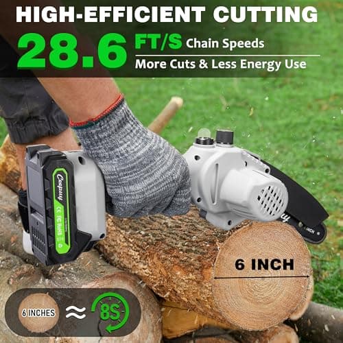 Cordless 6-Inch Mini Chain Saw with Auto Oiler & Security Lock