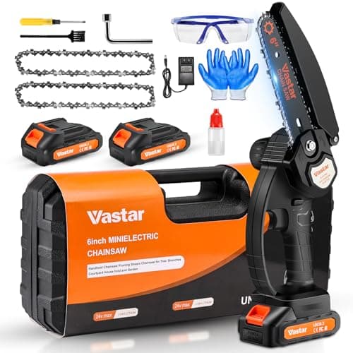Vastar Cordless Mini Chainsaw with 2 Rechargeable Batteries and 2 Chains