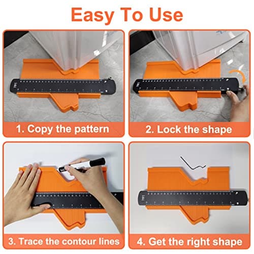 10 Inch Contour Gauge with Lock, Shape and Outline Tool, Duplicator Woodworking Tools for Flooring, Carpenter, Construction