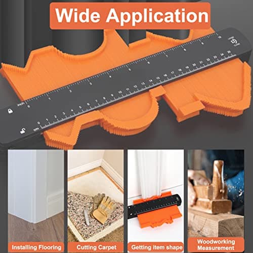 10 Inch Contour Gauge with Lock, Shape and Outline Tool, Duplicator Woodworking Tools for Flooring, Carpenter, Construction