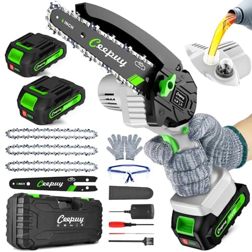Cordless 6-Inch Mini Chain Saw with Auto Oiler & Security Lock