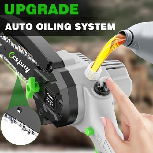 Cordless 6-Inch Mini Chain Saw with Auto Oiler & Security Lock