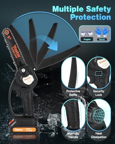 Vastar Cordless Mini Chainsaw with 2 Rechargeable Batteries and 2 Chains