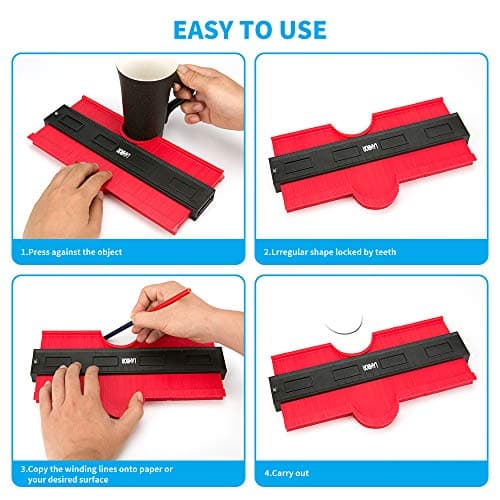 10 Inch Contour Gauge - Precise Irregular Shape Duplicator for Wood Cutting (Red)
