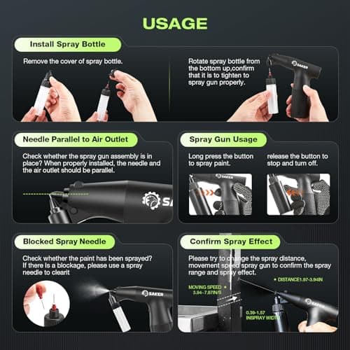 Electric Spray Paint Gun for Cars - Cordless, Handheld, High Power and Portable