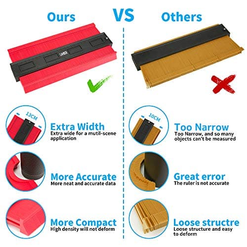 10 Inch Contour Gauge - Precise Irregular Shape Duplicator for Wood Cutting (Red)