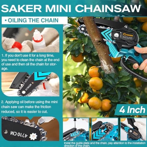 Saker Mini Chainsaw, Portable Electric Cordless Handheld Chain Saw for Men Women Household Garden