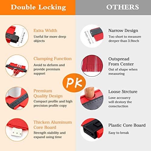 Contour Gauge Profile Tool with Lock, Pack of 2 - Copy Irregular Shapes for DIY, Woodworking, Carpentry
