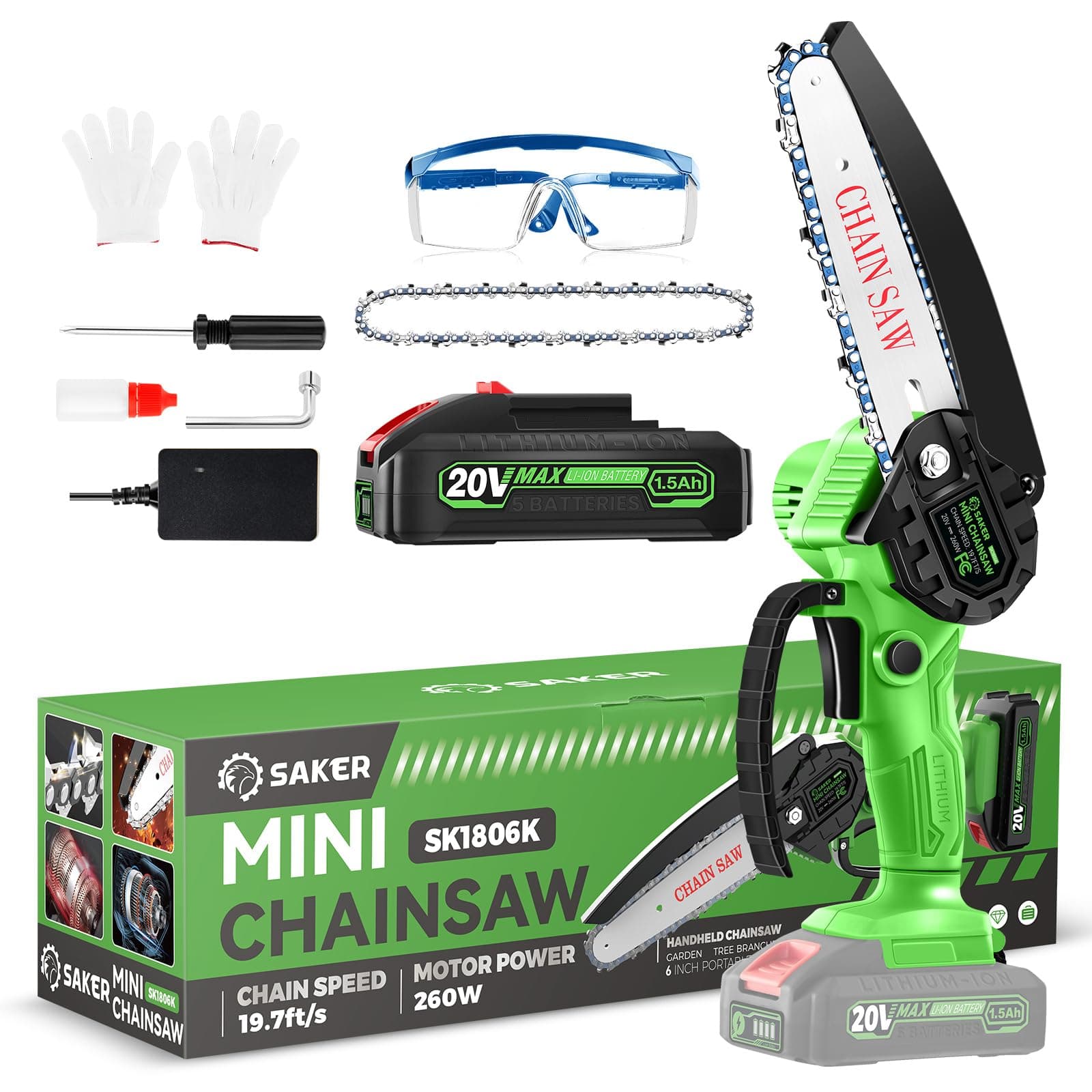 Saker Mini Chainsaw for Men|2025 Upgraded Mini Cordless Electric Chain Saw|Small Handheld Portable Chainsaw for Tree Trimmer and Garden,Father's Day Gift for Men Dad
Saker Mini Chainsaw|Mini Cordless Electric Chain Saw|Small Handheld Portable Batter