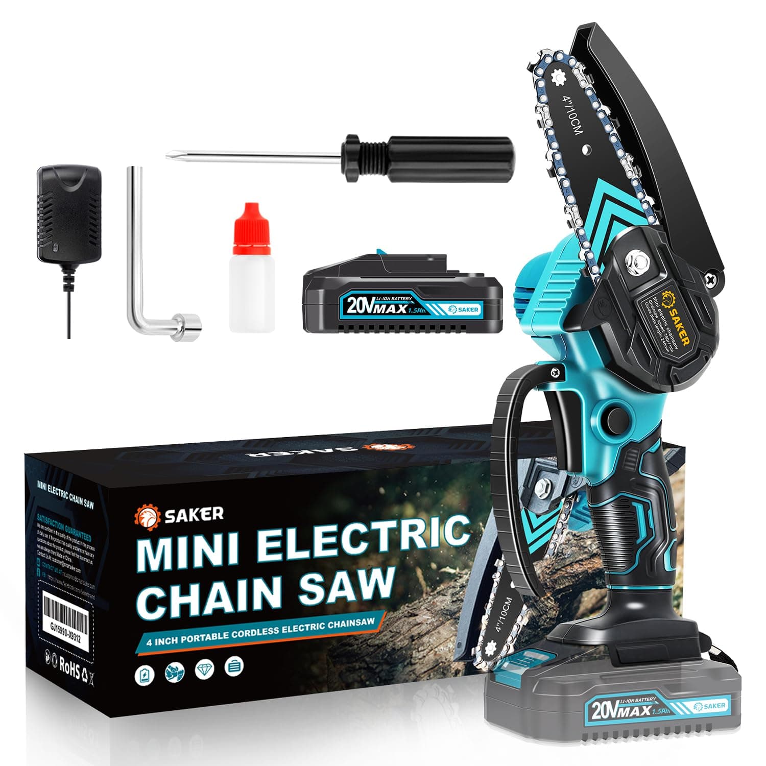 Saker Mini Portable Cordless Chainsaw for Tree Branches Gifts